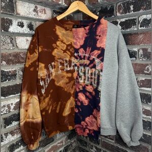 Urban Outfitters San Fransico Football 3-Color Split Bleach Tiedye Crewneck